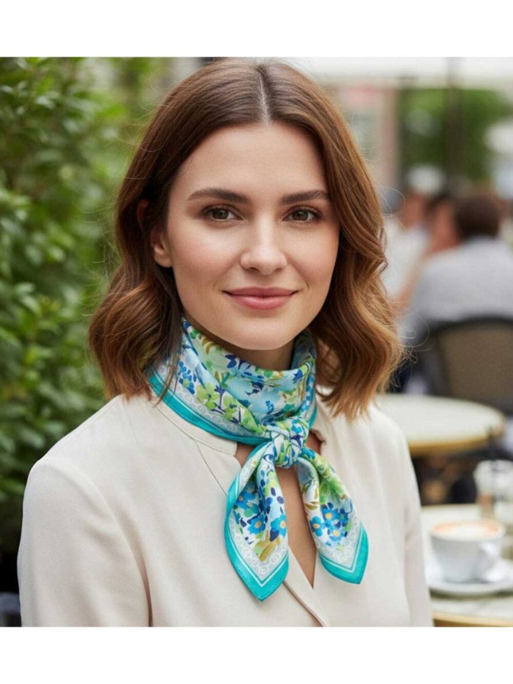 Tigerstars Vintage Blue Floral Garden Print Square Bandana Scarf